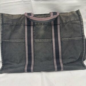 Authentic Hermès Fourre PM Canvas Navy & Grey Mini Tote Bag